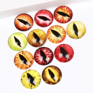10 Demon Dragon Eyeball 25mm Cabochons Mixed Round Glass Cabochon Flat Back Eye - Picture 1 of 3