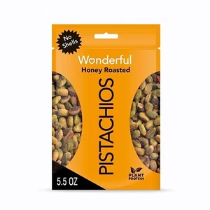 Wonderful Pistachios No Shells, Honey Roasted Nuts, 5.5 Ounce Resealable Bag - Picture 1 of 3