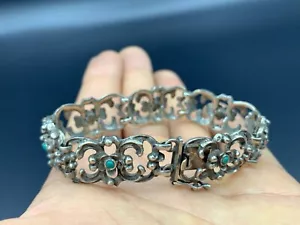 Bracciale Art Nouveau Biedermeier .835 Argento 7 Pannelli Bracciale Braccio Gioielli 30g - Foto 1 di 12
