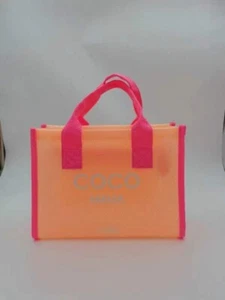 Stylish Medium NEON CORAL Graphic Tote Bag - Perfect for Travel, Beach - Picture 1 of 6