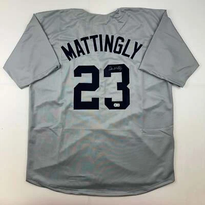 Autographed/Signed Don Mattingly New York Grey Baseball Jersey Beckett BAS COA - Image 1 of 4