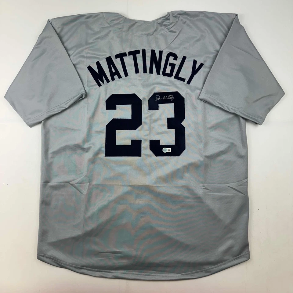 Autographed/Signed Don Mattingly New York Grey Baseball Jersey Beckett BAS COA - Image 1 of 4