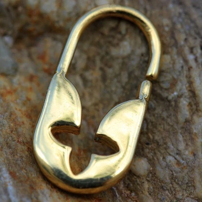 Gold Plated Flower Padlock Cartilage Earring / Septum Ring 1.2mm x 8mm - Image 1 of 3
