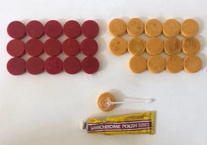 Vintage 30 Bakelite Backgammon Checkers 15 Butterscotch 15 Red - Picture 1 of 8