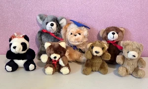 7 Stück Vintage Bären, Pandabär, Maus, Affe Stofftier Plüschtier 4 Zoll - 7 Zoll - Bild 1 von 12
