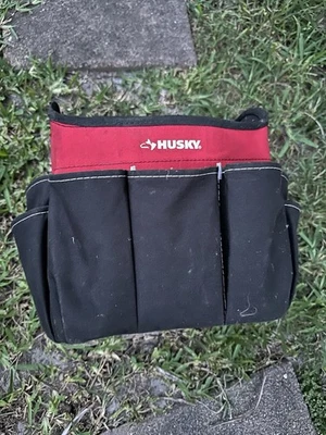 Husky 12” Open Tool Tote Bag Heavy Duty Red Black Multi Pocket Organizer - Image 1 of 4