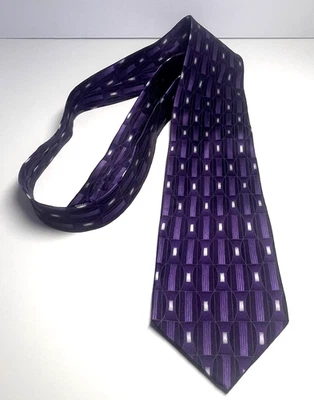 Corbata Carlo Palazzi Studio para hombre 100 % seda púrpura negro blanco Foto 1 de 4