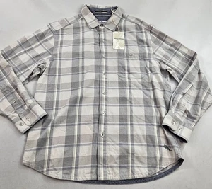Camicia Tommy Bahama M Medium grigia bottoni quadri cotone palme tasca logo uomo - Foto 1 di 13