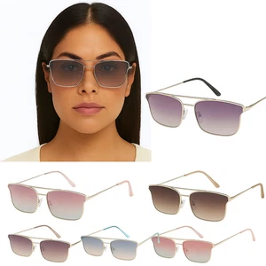 Gafas de sol con marco de metal con lentes degradadas UV400 cuadradas estilo aviador protección UV - Imagen 1 de 9