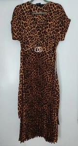 New Look Animal Print Pleated Dress Size 10 - Picture 1 of 5