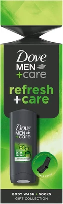 UNILEVER Dove Men+Care Refresh+Care Body Wash & Socks Gift Set with a 3-In-1 Hair, Face &