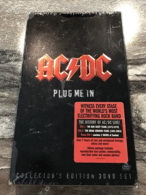 AC/DC Plug Me In Collector’s Edition 3 DVD Box Set Book 3 Discs New Sealed 7hrs! - Image 1 of 4