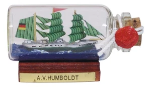Barco botella - A.v.Humboldt Buddelschiff de vidrio/madera/latón 6 x 3,5 cm - Imagen 1 de 1