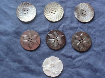 Lot Shell Buttons iridescent Floral Flower Star Burst Craft Sew Vintage - Image 1 of 4