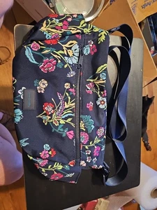  Vera Bradley Black Floral Crossbody Sling Handbag Purse Reactive - Picture 1 of 4