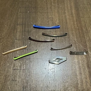 8 Vintage Haarspangen Metall Slide Lock bunt silberfarben sehr guter Zustand - Bild 1 von 8