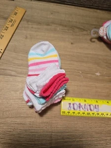 Calzini bambina lotto 6 paia set rosa TEAL bianco neonato 12-24 mo NUOVI - Foto 1 di 8
