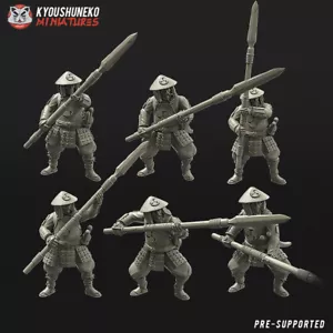 Kyoushuneko japanischer Ashigaru Spearmen 6x - Wargames Kensei - Bild 1 von 1