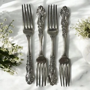 Antique International MOSELLE Silverplate Vintage Grapes 4 Dinner Forks 7-1/2" - Picture 1 of 8