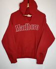 Vintage Marlboro Cigarettes Hoodie Red Cut Neck Made In USA 80s 90s Sz L/XL