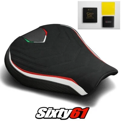 MV Agusta F3 675 800 Seat Cover and Gel 2012-2019 2020 Black White Luimoto Suede - Image 1 of 4