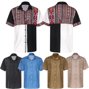 Mens Overshirt Short Sleeve Tee Vintage Shirt Beach Clubwear Hawaii Costume - Picture 1 of 41
