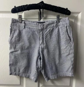 Cynthia Rowley Bermuda Shorts Womens SZ 6 Seersucker Blue Pinstripe Golf Preppy - Picture 1 of 7
