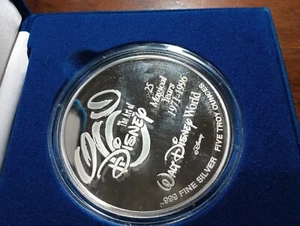 Disney 1971-1996 25 Year Commemorative Proof Coin 5 Troy Oz. .999 Pure Silver - Picture 1 of 4