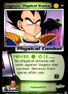 Tarjeta coleccionable Dragon Ball Z Vegeta's Physical Stance #28 6 de 20 no holograma 2000 - Imagen 1 de 2