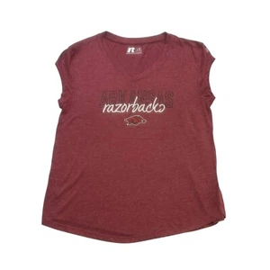 Arkansas Razorbacks Shirt Womens Large L Red Russell Athletic Short Sleeve - Picture 1 of 11