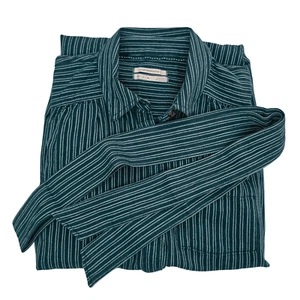 Anthropologie Size 4 Bellamy Striped Cotton Linen Shirt Dress in Green & White - Picture 1 of 13