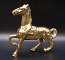 Small Vintage Solid Brass Trotting Horse Ornament - Display Piece Paperweight
