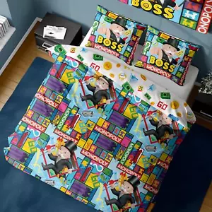 Juego de cama reversible oficial con funda nórdica doble Monopoly diseño Like a Boss - Imagen 1 de 3