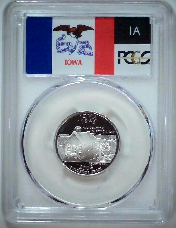 2004-S 25C State Quarter Iowa PCGS PR69 DCAM 90% Silver 24lotr0421 - Image 1 of 4