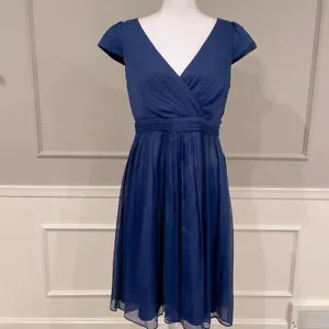 J. Crew Neu mit Etikett Mirabelle Seide Chiffon 10 marineblau Faux Wickel feminin 66737 - Bild 1 von 8