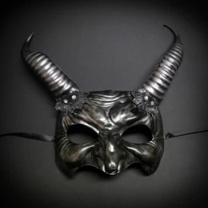 Devil Horns Goblin Masquerade Mask Chrome - Picture 1 of 6