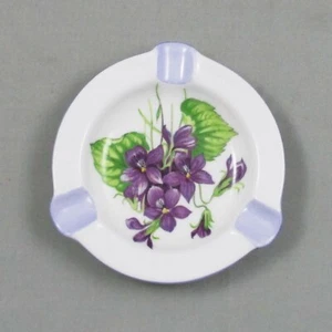 SHELLEY #13821 VIOLETS DECORATED SMALL ASHTRAY BONE CHINA ENGLAND #1 - Picture 1 of 4