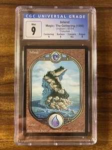 MTG✨ISLAND (Full Art)✨Unglued CGC Quad 9’s+ MINT Land 1998 D. Bader Art LOW POP - Picture 1 of 9