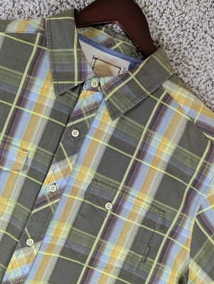 Horny Toad Button Up Shirt Men's Size Large Green Yellow White Plaid Long Sleeve - Image 1 of 4