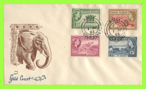 Gold Coast 1953 QEII ½d, 1½d, 3d  and 4d on illustrated First Day Cover Cover