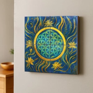 Flower of Life Tile Panel - Spiritual Energy Decor - Meditation Room Mandala - Picture 1 of 6