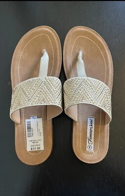 Sandalias sin cordones Forever Link tanga dorado tostado talla 8 nuevas Foto 1 de 4