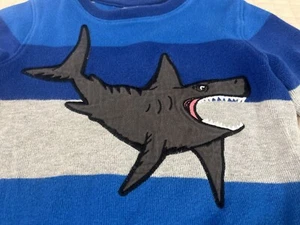 Gap Boys 4T Striped Shark Appliqué Sweater Pullover - Picture 1 of 6