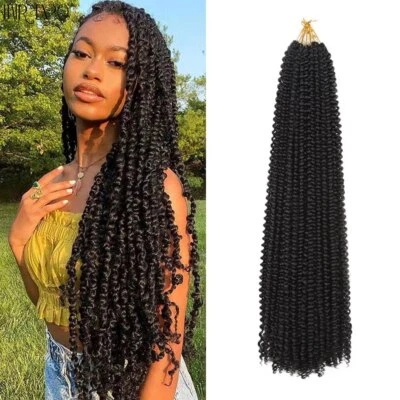 30" Twist Crochet Hair Pre-Looped Synthetic Braiding Hair Extensions Water Wave Foto 1 de 4