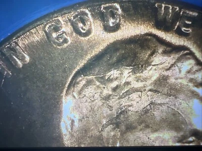 1955-P Lincoln Cent Die breaks Error ANACS MS-65 Red - Skull Obverse “T” Reverse - Image 1 of 4