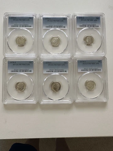 Six Very Rare Coins Followed by Verification numbers 1978-S 10c PCGS PR70 DCAM Cover