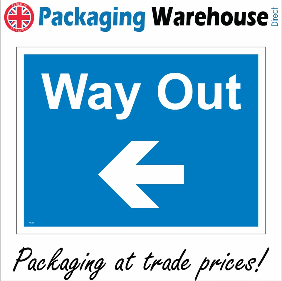 PWDIRECT VE253 WAY OUT SIGN LEFT ARROW DIRECTION ROUTE CAR PARK SCHOOL HOSPITAL EXIT