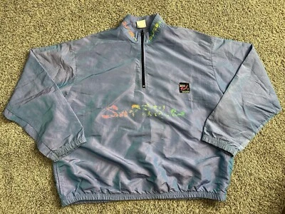 Vintage 90s Surf Style Iridescent Jacket Windbreaker Size XL One Size Fits All - Image 1 of 4