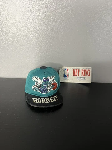 RARE NOS Vintage Licensed NBA Charlotte Hornets Mini Hat Key Chain, Ring Cover