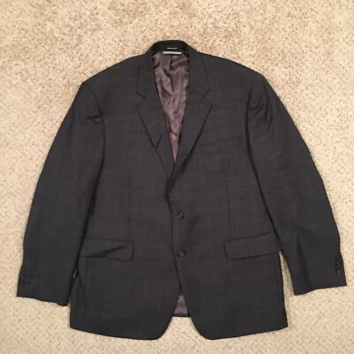 Blazer Nautica Hombre 46 Gris Azul Lana a Cuadros Dos Botones  Foto 1 de 4